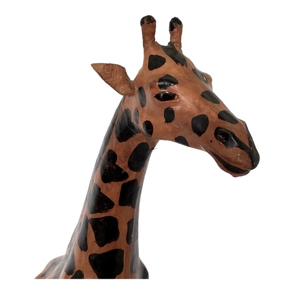 Leather Wrapped Giraffe Figurine Handmade And Painted With Glass Eyes VTG EUC - Picture 8 of 16